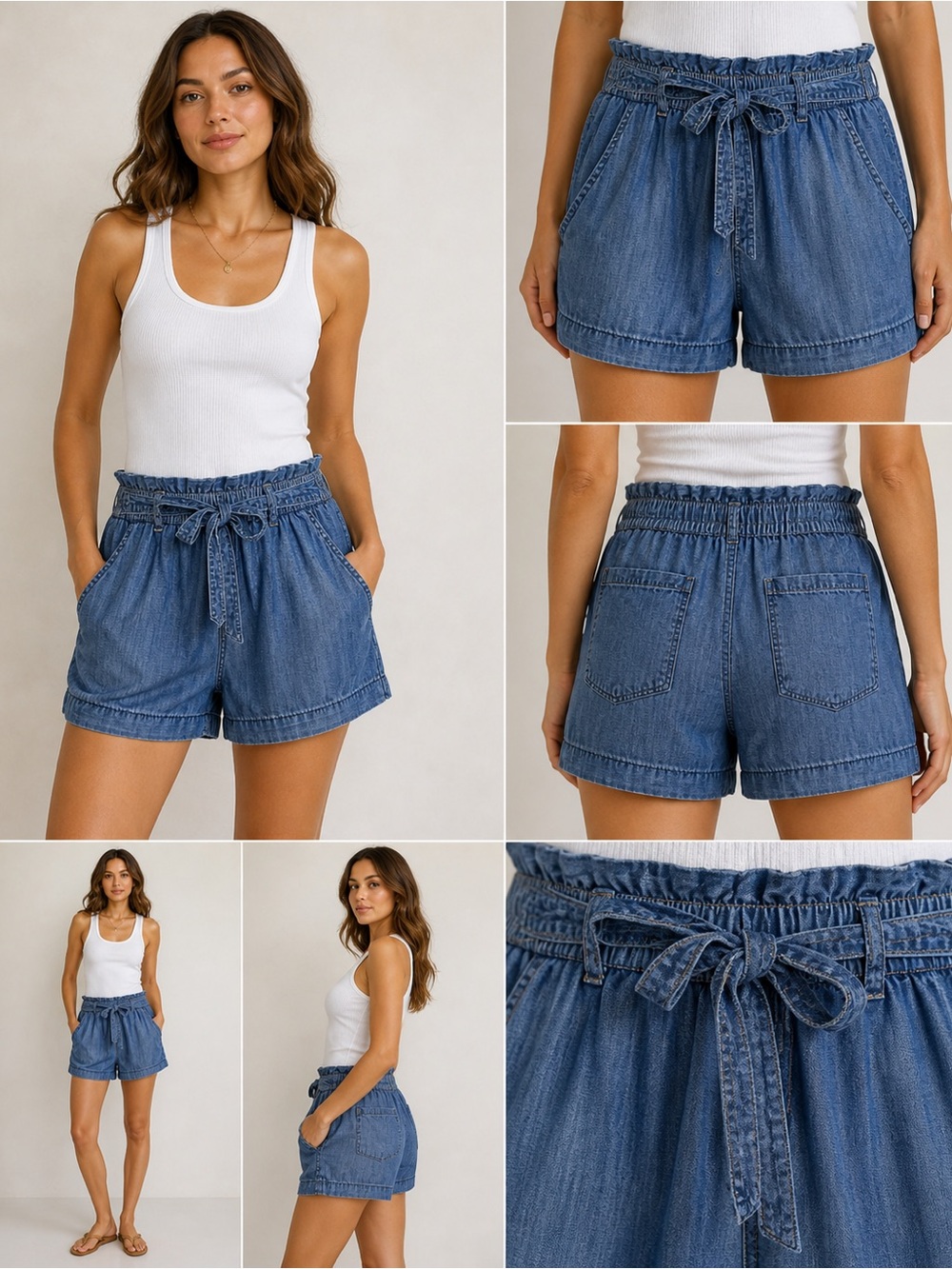 Knox Rose Blue High Waist Denim Shorts